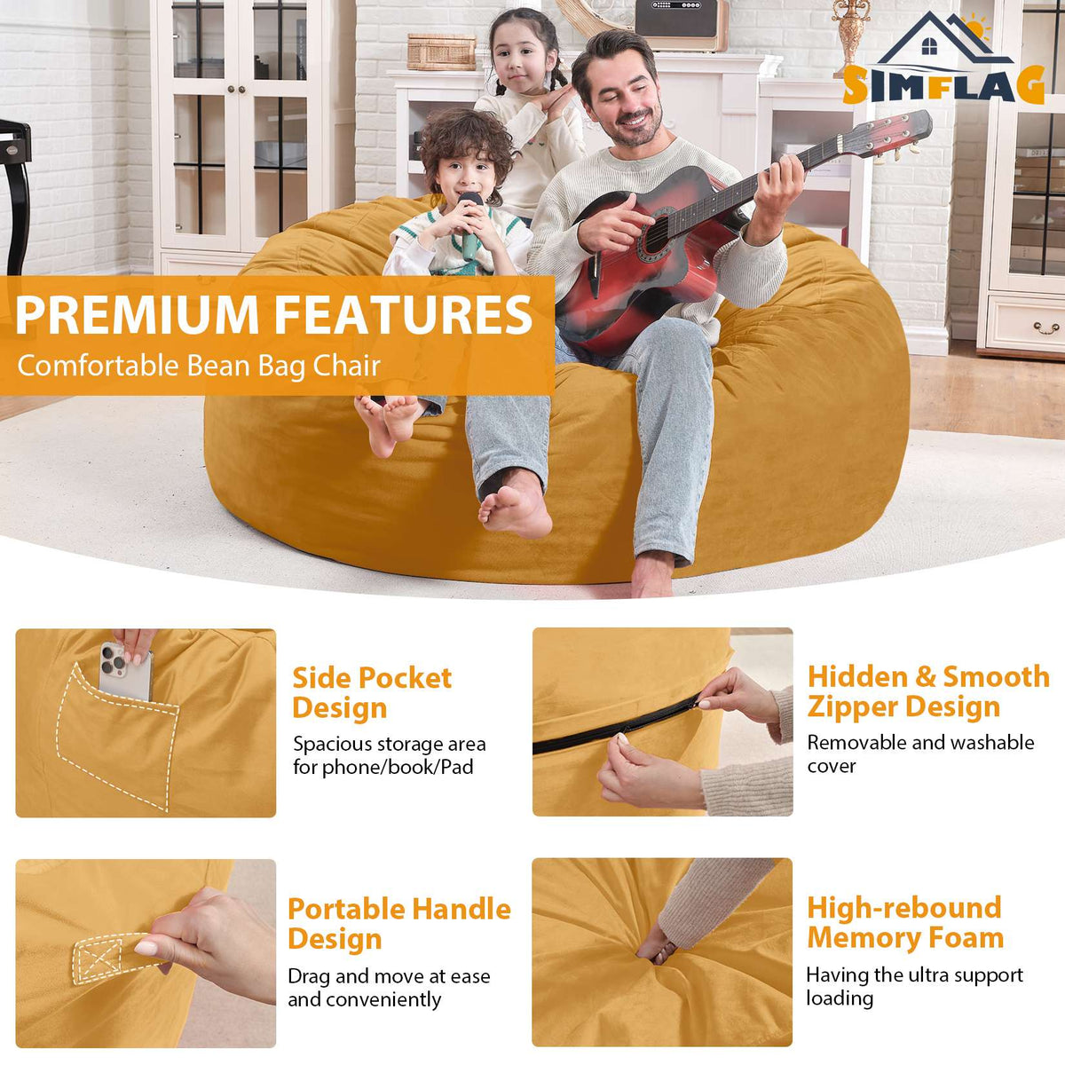 HABUTWAY® Dutch Velvet Bean Bag Chair New