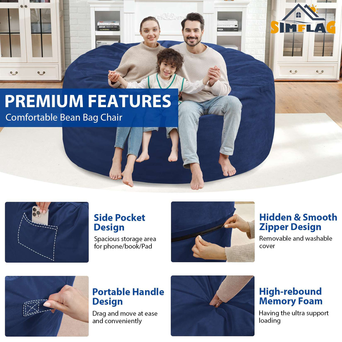 HABUTWAY® Dutch Velvet Bean Bag Chair New