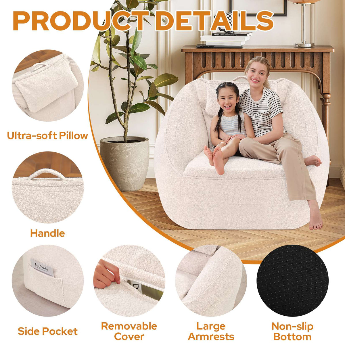 HABUTWAY® Inflatable Bean Bag Chair with Air Pump