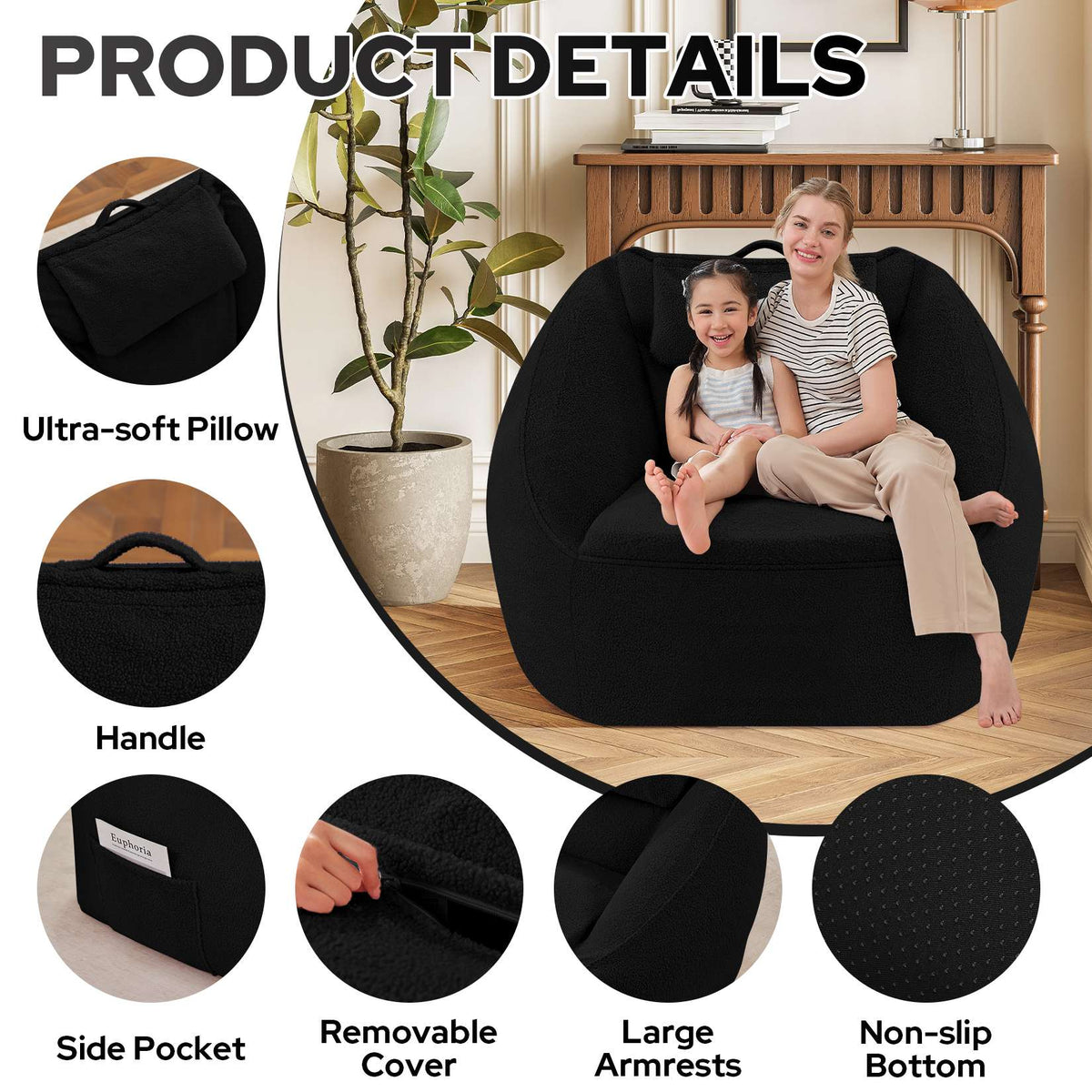 HABUTWAY® Inflatable Bean Bag Chair with Air Pump