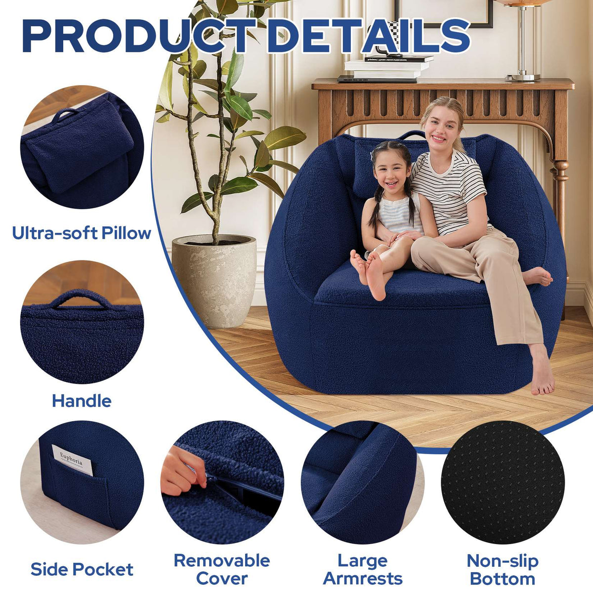 HABUTWAY® Inflatable Bean Bag Chair with Air Pump