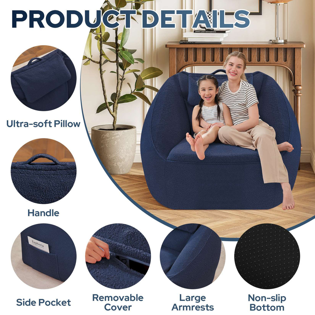 HABUTWAY® Inflatable Bean Bag Chair with Air Pump