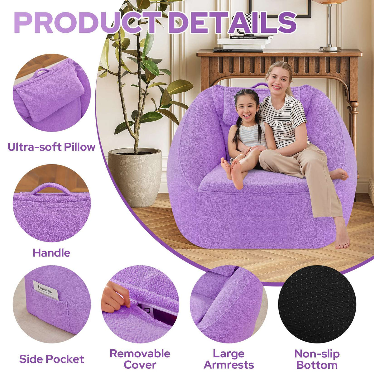 HABUTWAY® Inflatable Bean Bag Chair with Air Pump