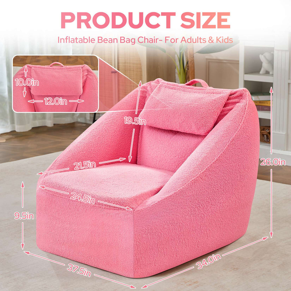 HABUTWAY® Inflatable Bean Bag Chair with Air Pump