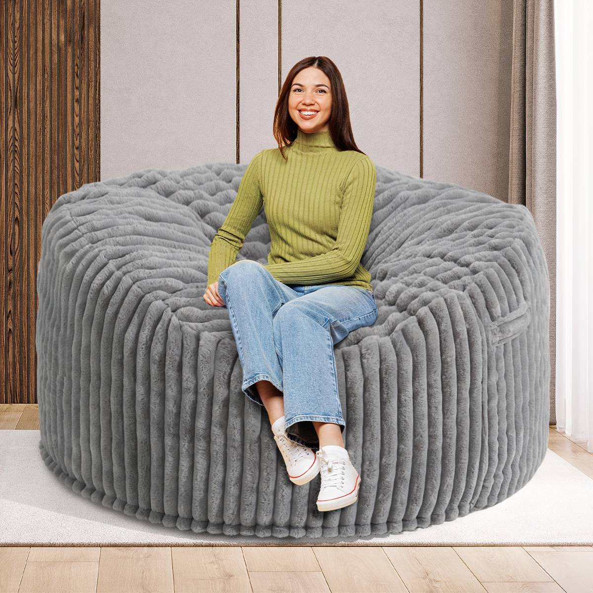 HABUTWAY® Striped Plush Bean Bag Chair