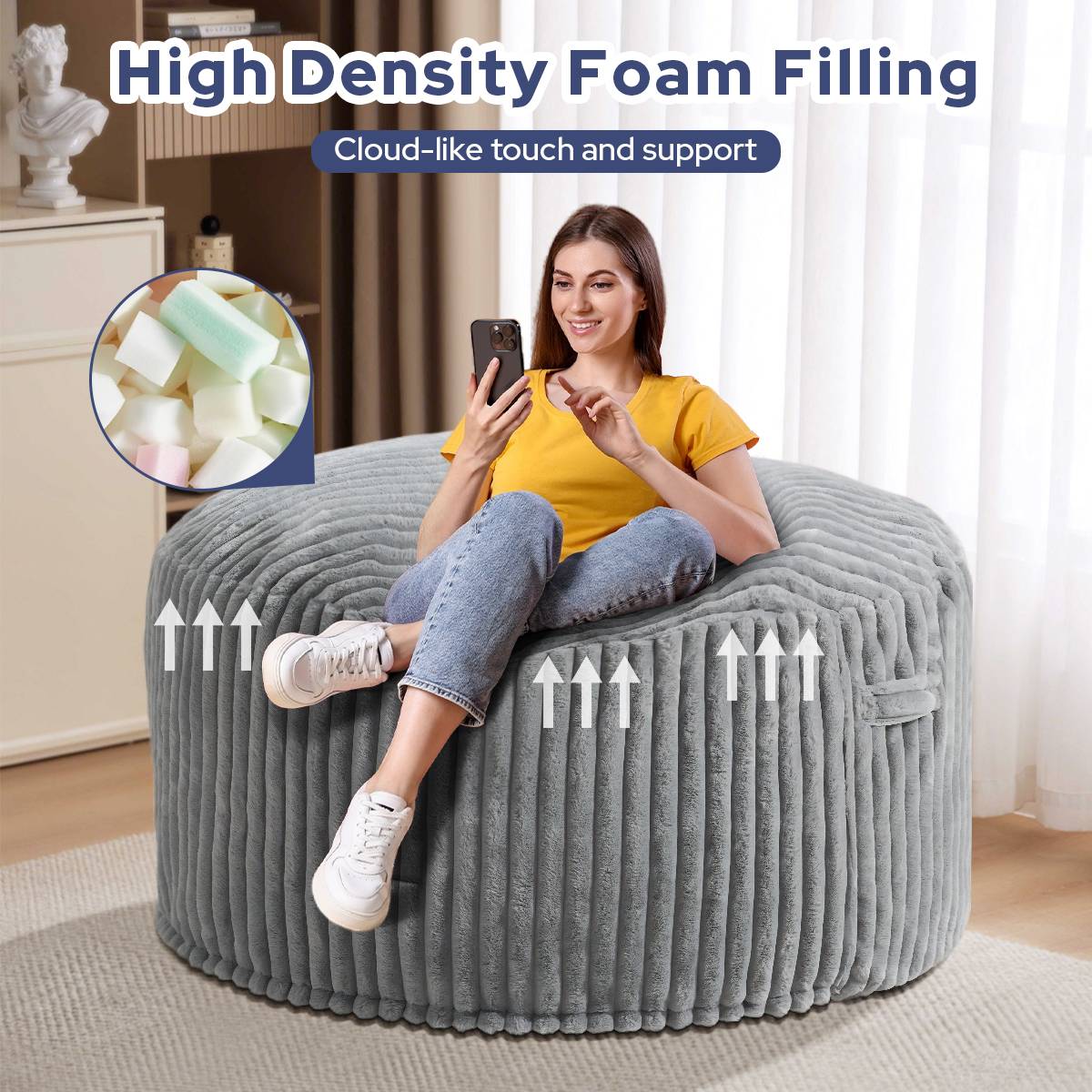 HABUTWAY® Striped Plush Bean Bag Chair