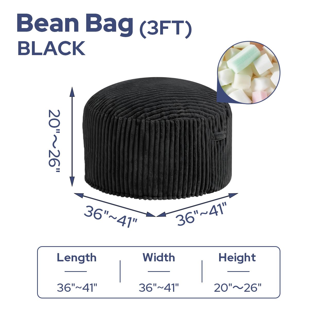 HABUTWAY® Striped Plush Bean Bag Chair