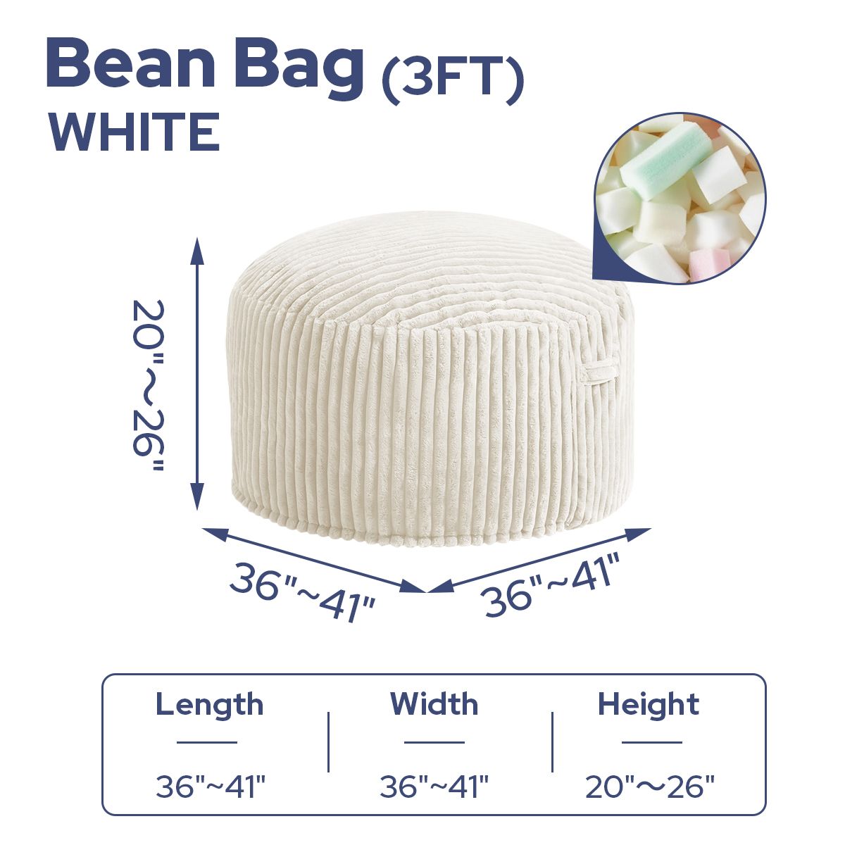 HABUTWAY® Striped Plush Bean Bag Chair