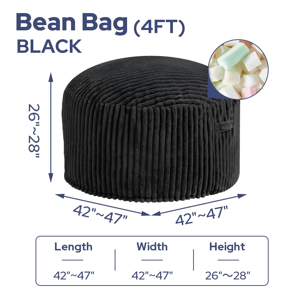 HABUTWAY® Striped Plush Bean Bag Chair