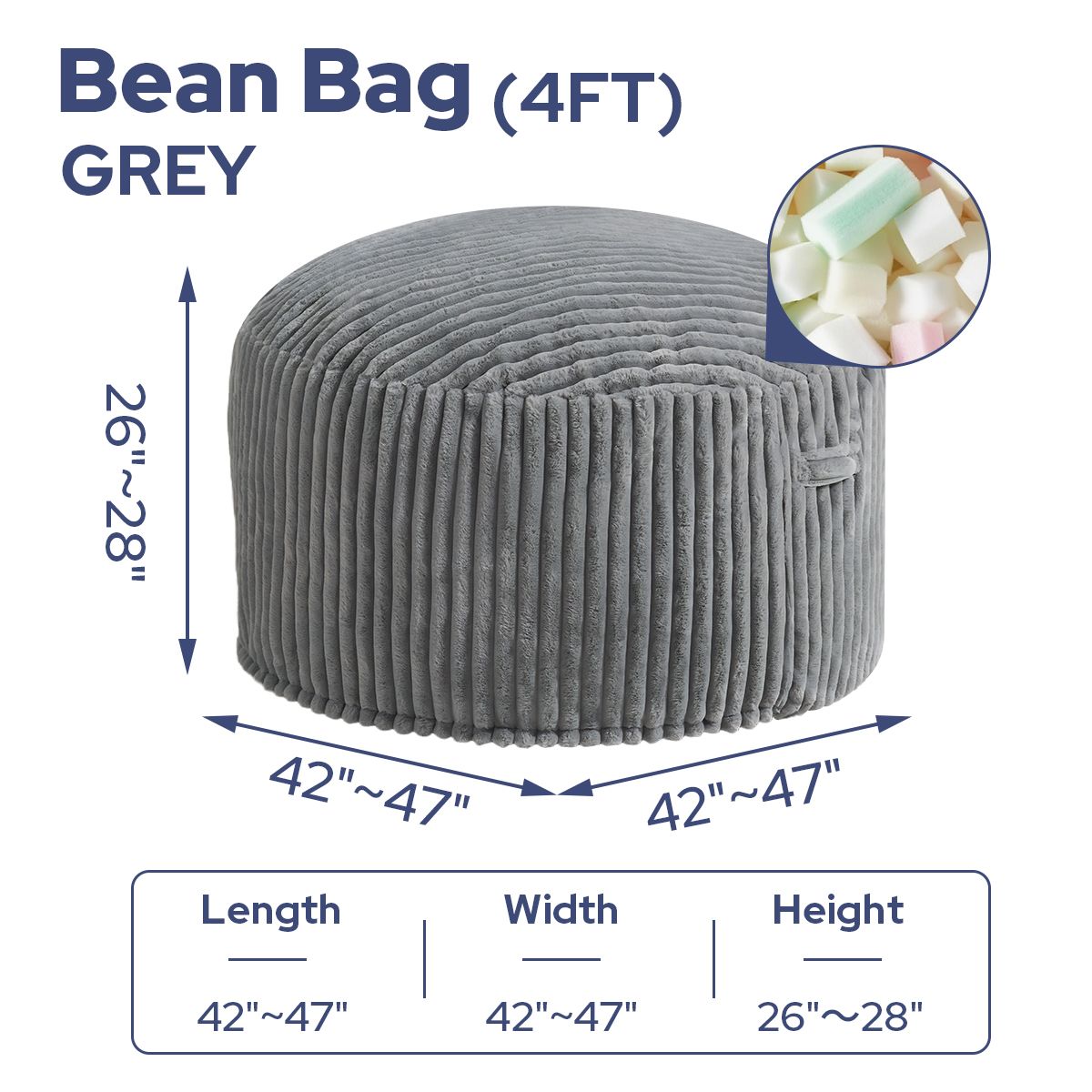 HABUTWAY® Striped Plush Bean Bag Chair