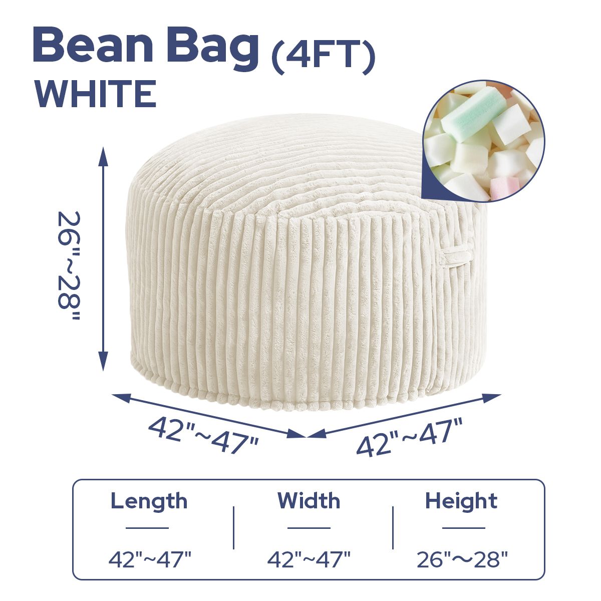 HABUTWAY® Striped Plush Bean Bag Chair