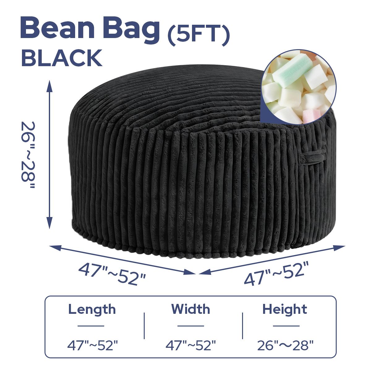 HABUTWAY® Striped Plush Bean Bag Chair