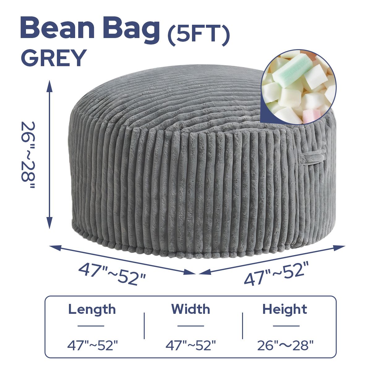 HABUTWAY® Striped Plush Bean Bag Chair