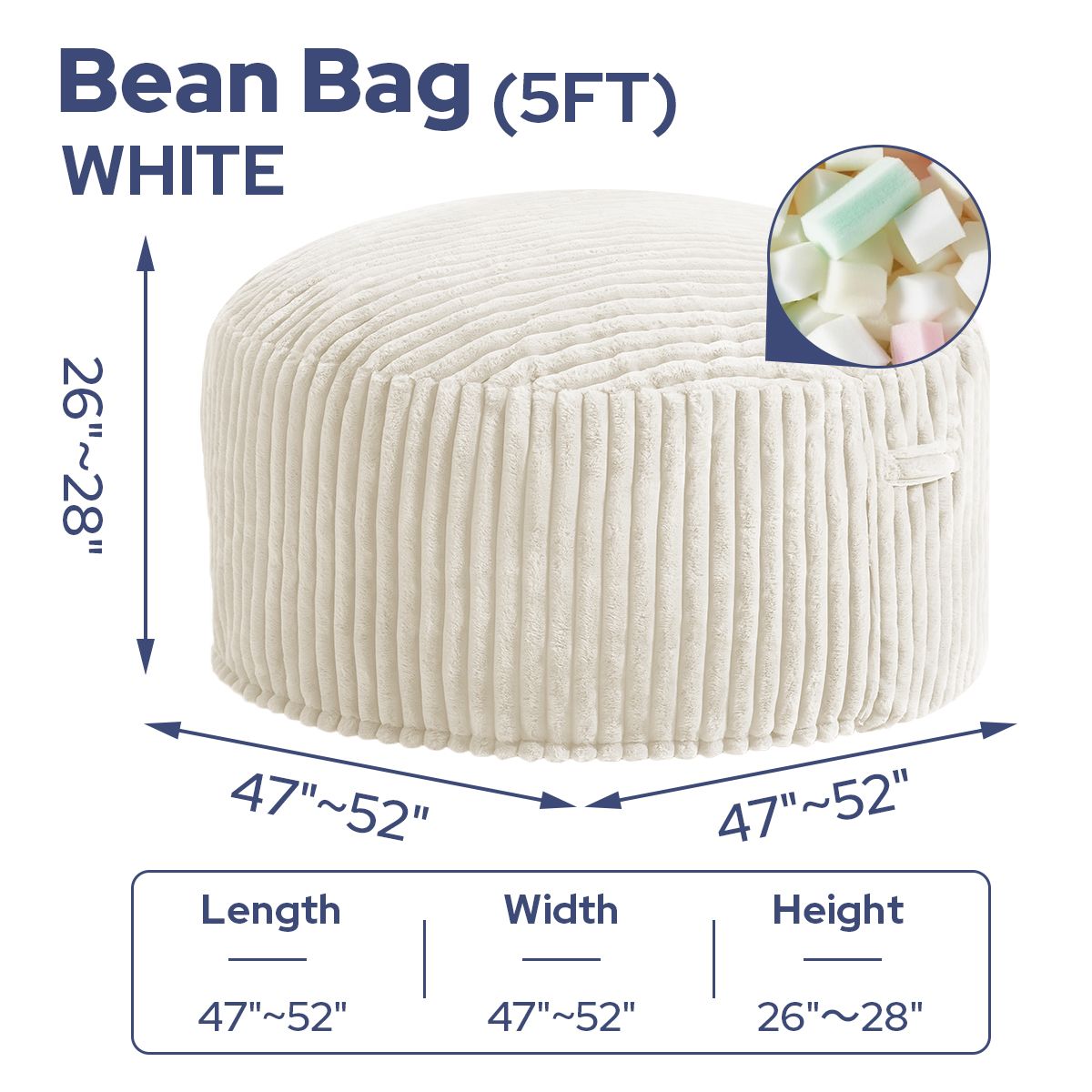 HABUTWAY® Striped Plush Bean Bag Chair