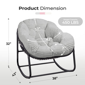 HABUTWAY Oversized Papasan Rocking Chair with Thick Cushion, Outdoor Rocker Egg Seat for Patio Garden Backyard