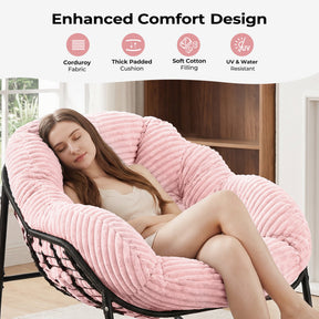 HABUTWAY Oversized Papasan Rocking Chair with Thick Cushion, Outdoor Rocker Egg Seat for Patio Garden Backyard
