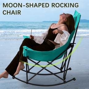 HABUTWAY Oversized Rocking Camping Chair for Adults 400lbs, Heavy Duty Outdoor Rocker with Cup Holder & Headrest, Foldable Portable