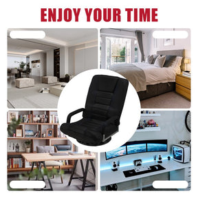 HABUTWAY Swivel Gaming Floor Chair with Armrest Handles, Folding Reclining Sofa, No Assembly, 6-Position Backrest for Video Games