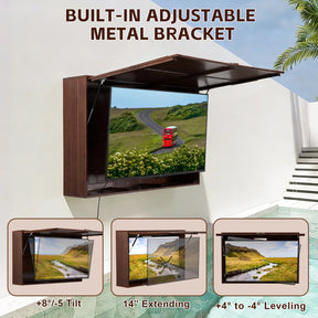 HABUTWAY Solid Wood Outdoor TV Enclosure for 32-55" TVs, Weatherproof Cabinet with Wall Mount & Oxford Cover, Walnut