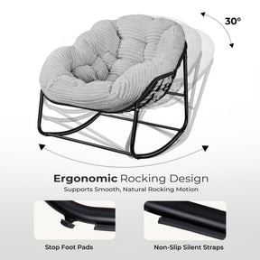 HABUTWAY Oversized Papasan Rocking Chair with Thick Cushion, Outdoor Rocker Egg Seat for Patio Garden Backyard