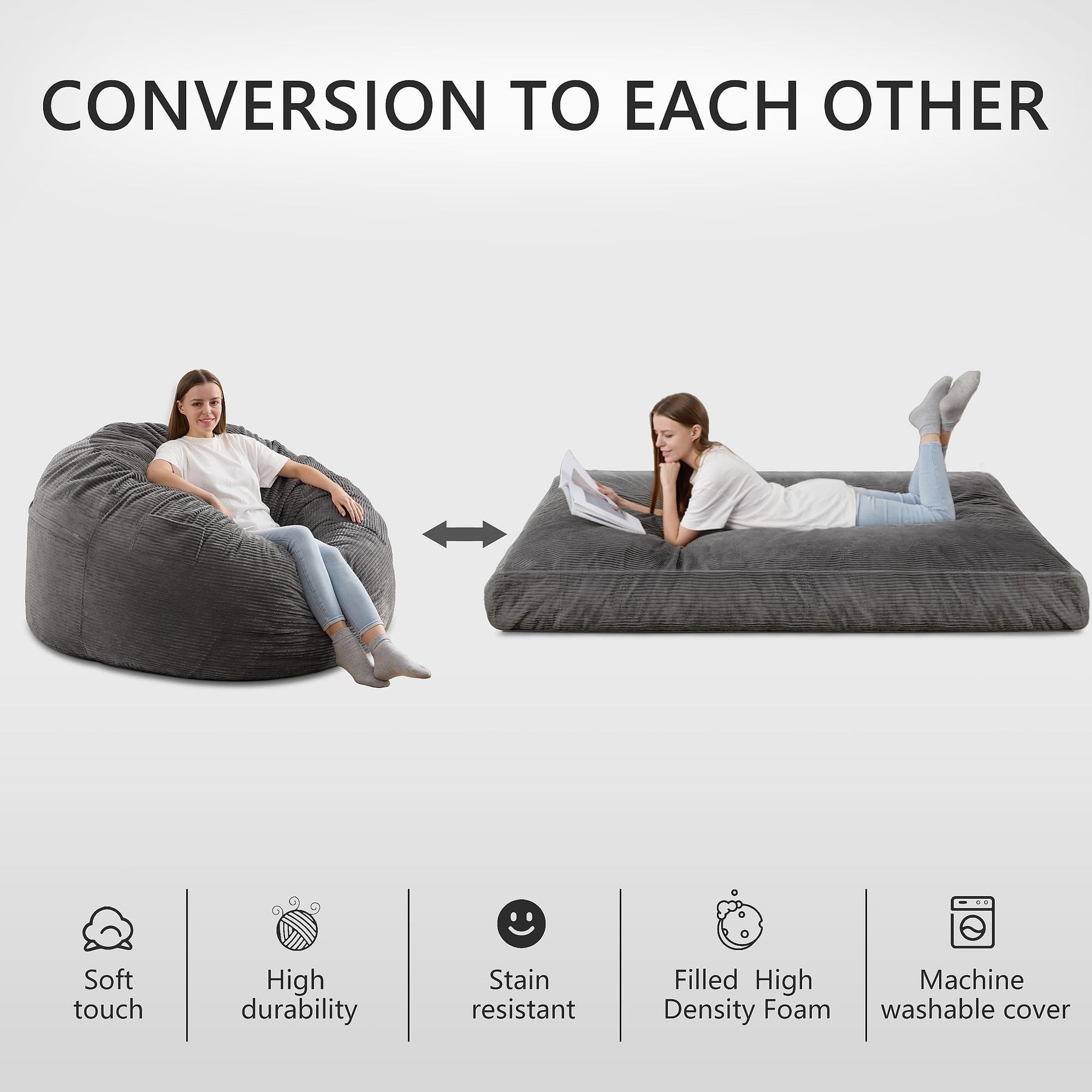 HABUTWAY® Convertible Bean Bag Chair