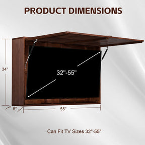 HABUTWAY Solid Wood Outdoor TV Enclosure for 32-55" TVs, Weatherproof Cabinet with Wall Mount & Oxford Cover, Walnut