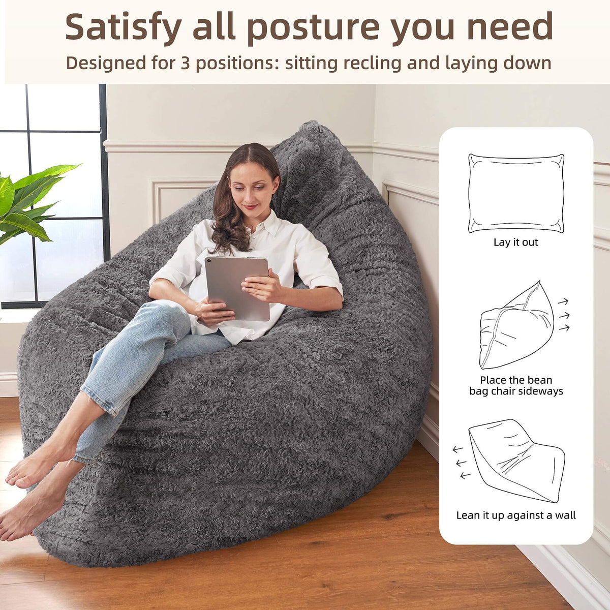 HABUTWAY® 3 in 1 Bean Bag Chair