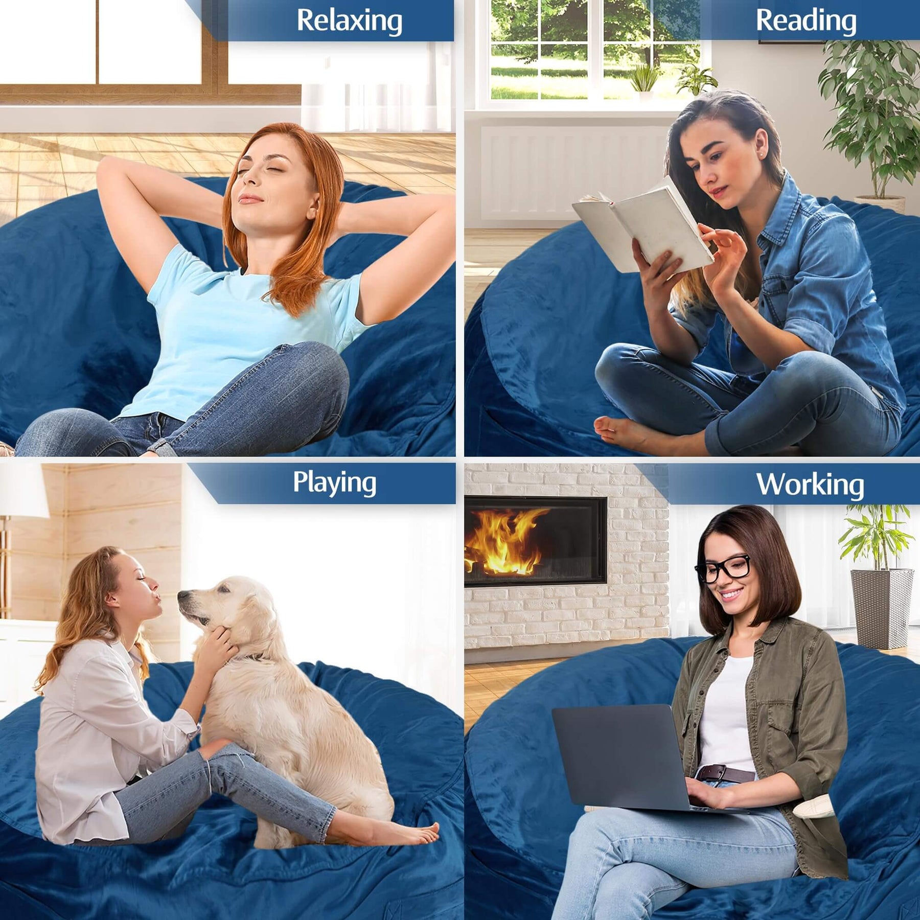 HABUTWAY® Dutch Velvet Bean Bag Chair