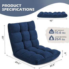 HABUTWAY Folding Floor Gaming Chair, 14-Position Adjustable Floor Sofa Chair with Thick Cushion, Coral Velvet Fabric for Reading, Gaming, Meditation and Relaxing