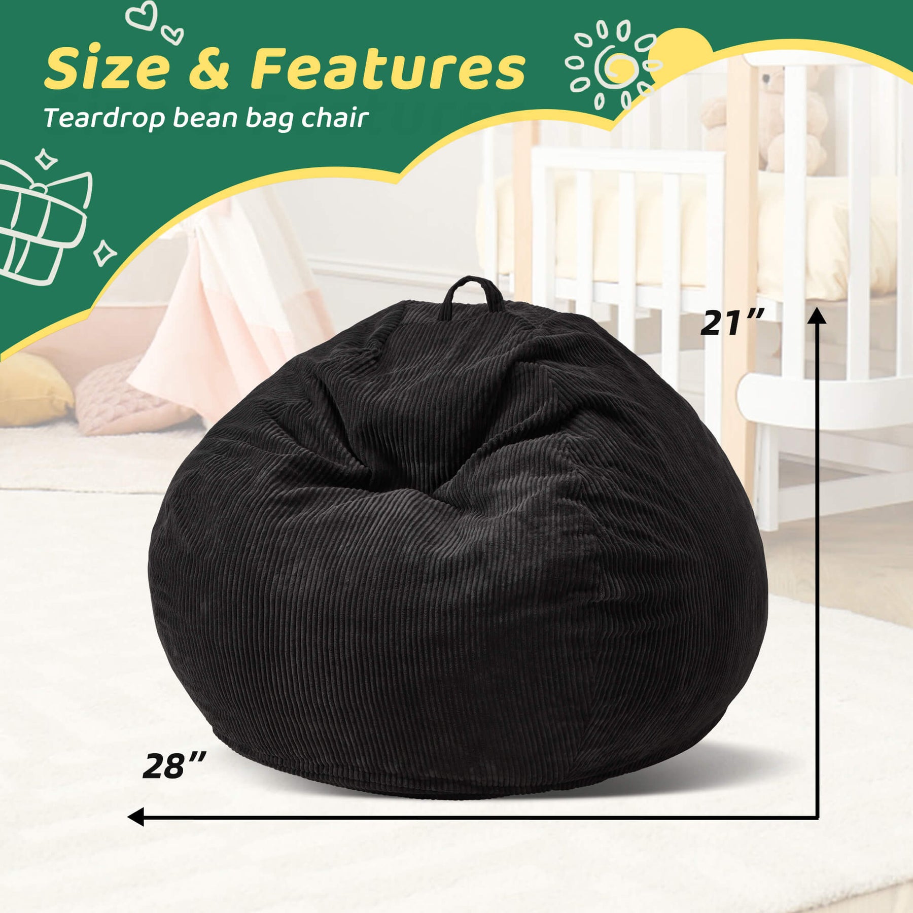 HABUTWAY® Teardrop Bean Bag Chair Children