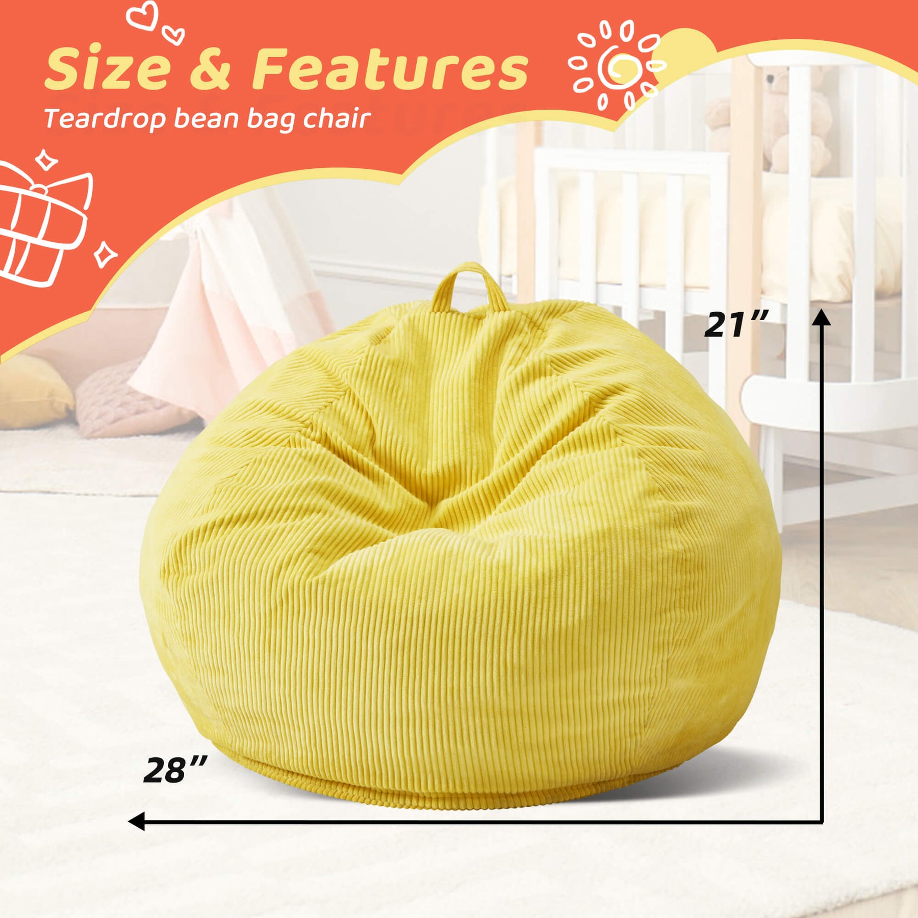 HABUTWAY® Teardrop Bean Bag Chair Children