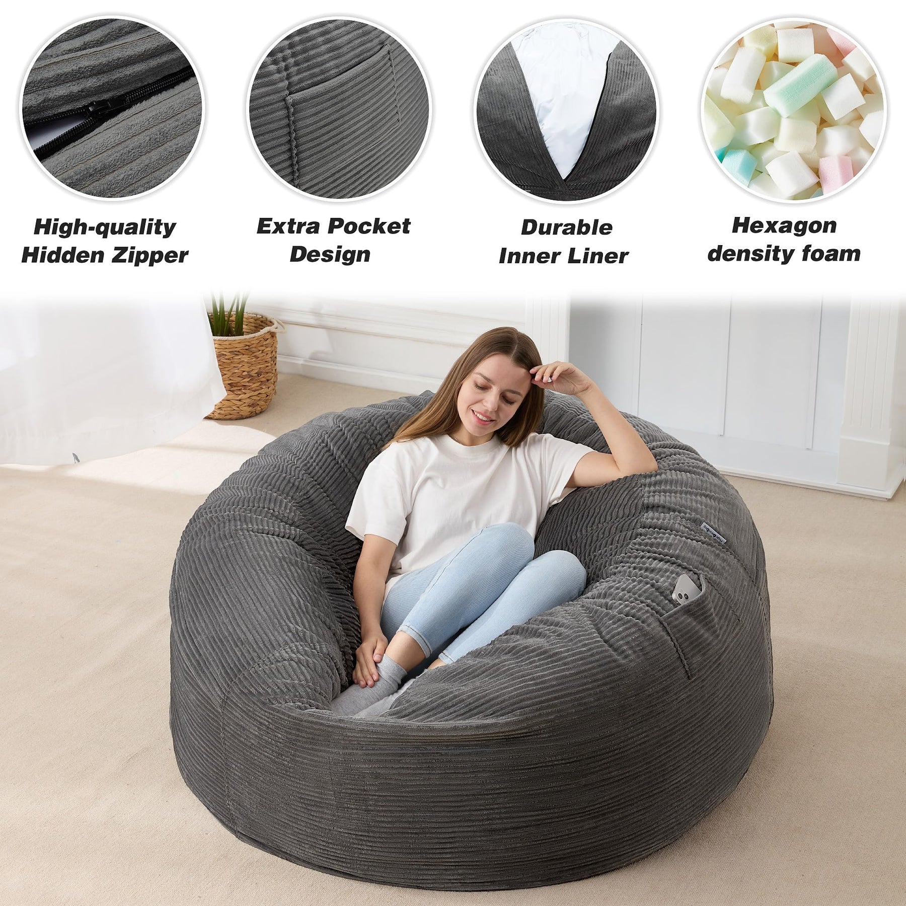 HABUTWAY® Convertible Bean Bag Chair