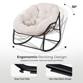 HABUTWAY Oversized Papasan Rocking Chair with Thick Cushion, Outdoor Rocker Egg Seat for Patio Garden Backyard