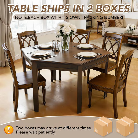 HABUTWAY Solid Wood Board Game Table for 4-6 Players, Convertible Dining Table with Removable Top, Gaming Table with Game Mat, 6 Cup Holders & Hobby Trays