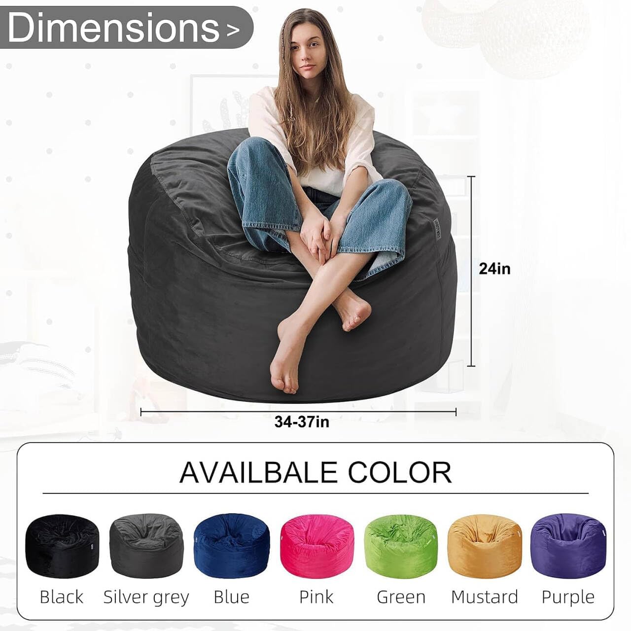 HABUTWAY® Dutch Velvet Bean Bag Chair