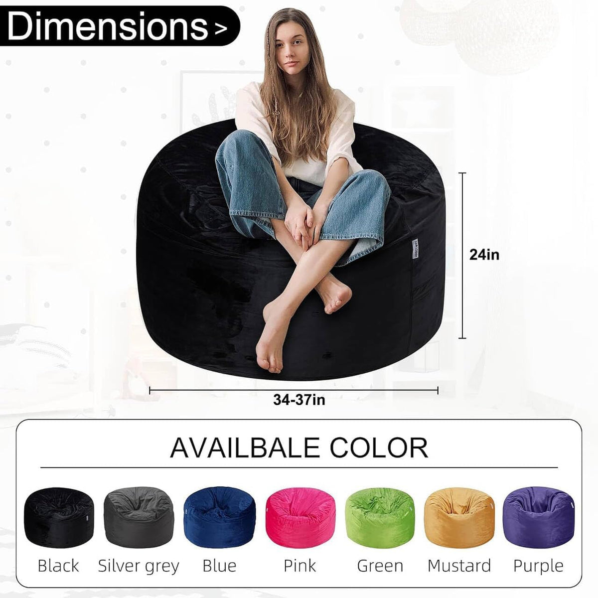 HABUTWAY® Dutch Velvet Bean Bag Chair
