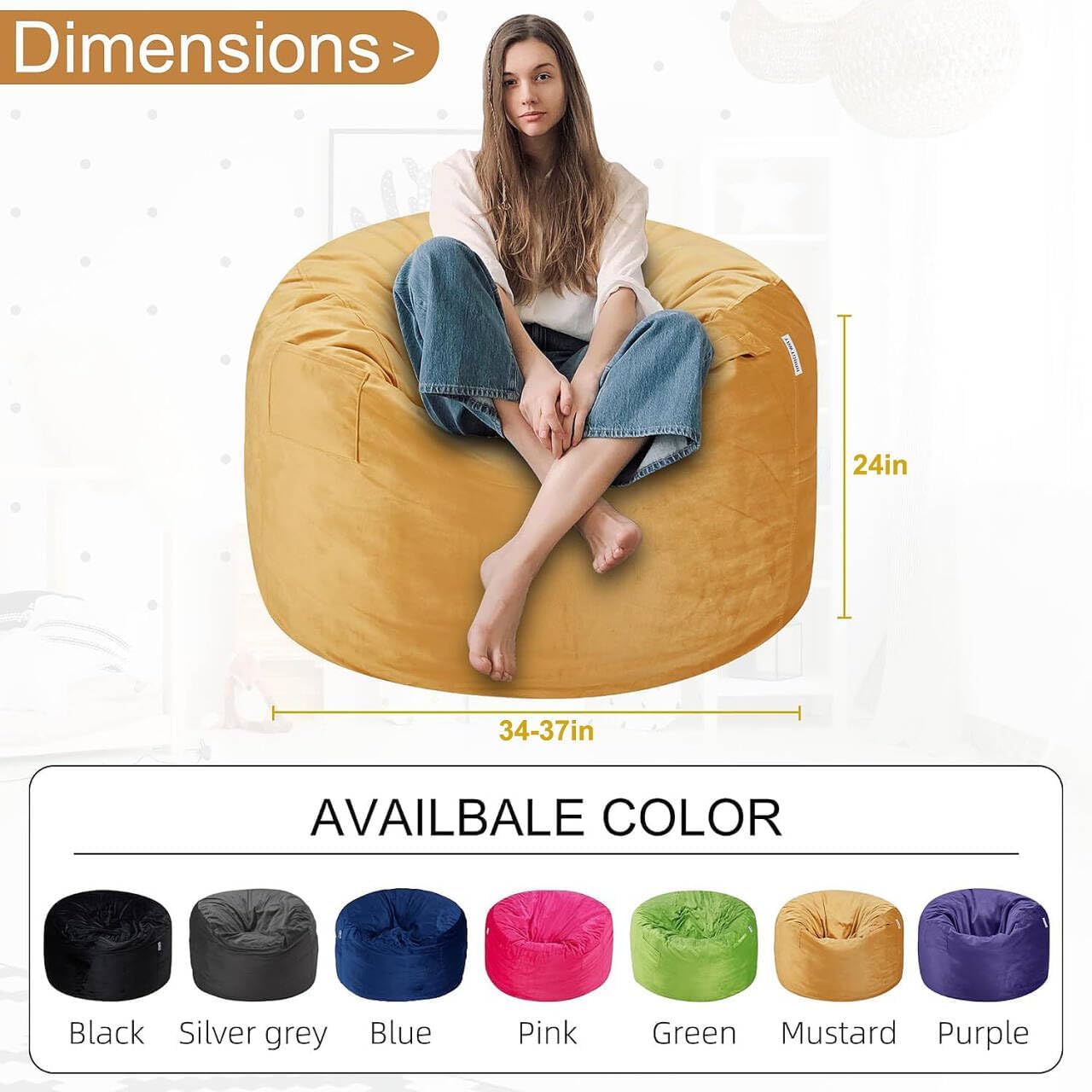 HABUTWAY® Dutch Velvet Bean Bag Chair
