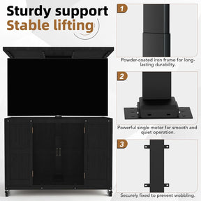 HABUTWAY® Hidden Motorized TV Lift Cabinet Solid Wood TV Cabinet for 32–65” TVs