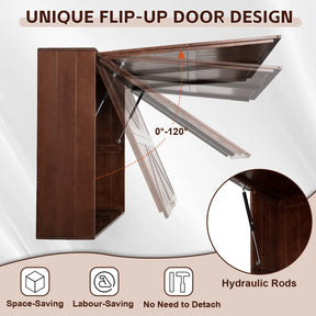 HABUTWAY Solid Wood Outdoor TV Enclosure for 32-55" TVs, Weatherproof Cabinet with Wall Mount & Oxford Cover, Walnut