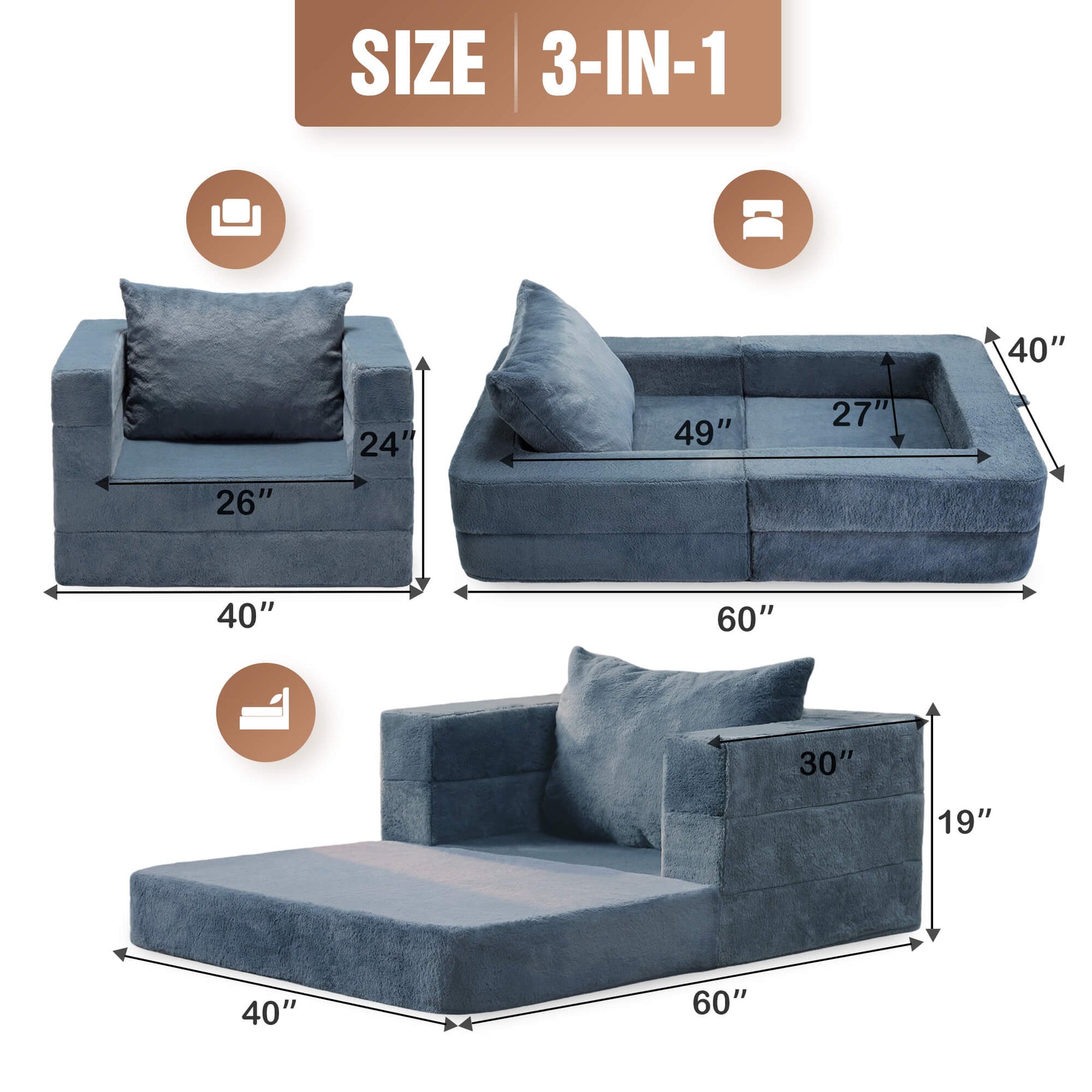 HABUTWAY® Folding Bean Bag Chair