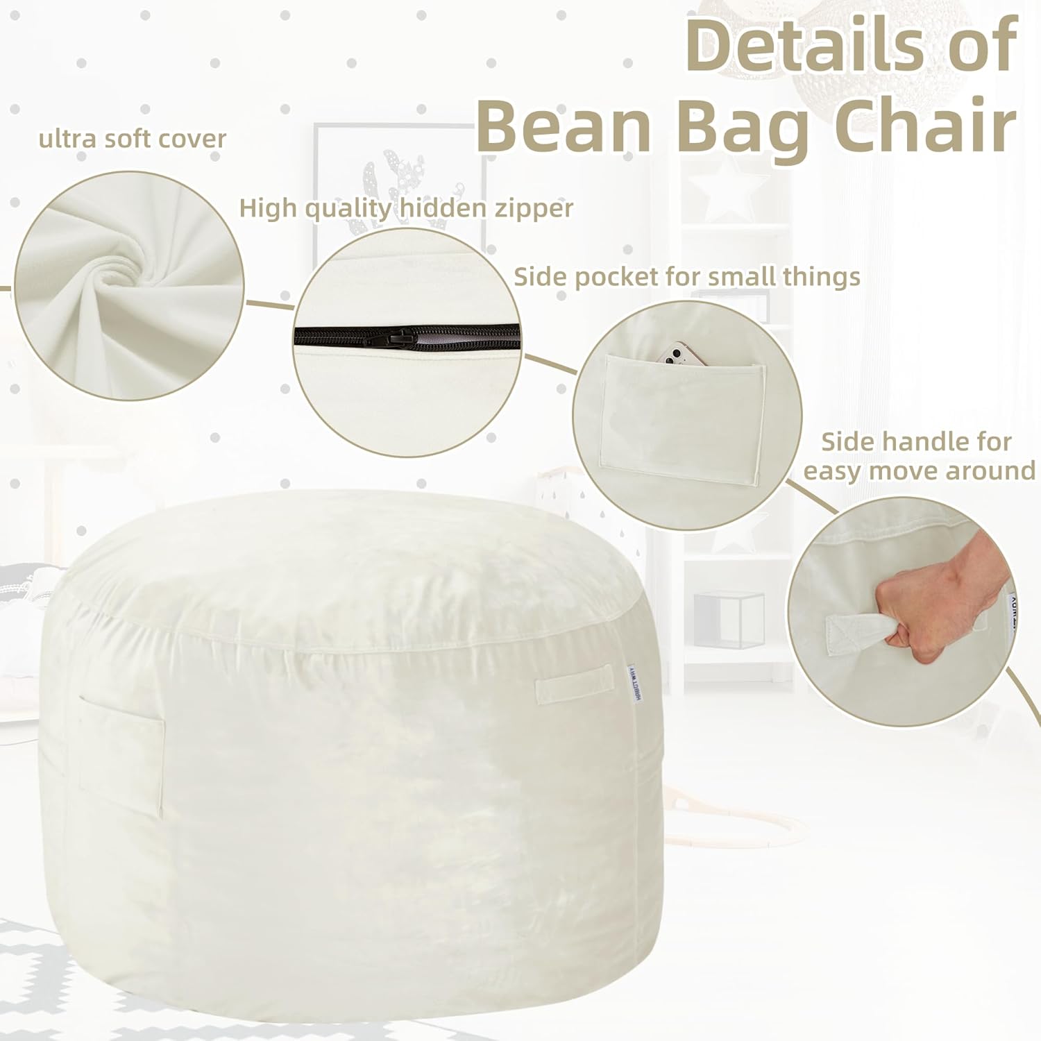 HABUTWAY® Dutch Velvet Bean Bag Chair