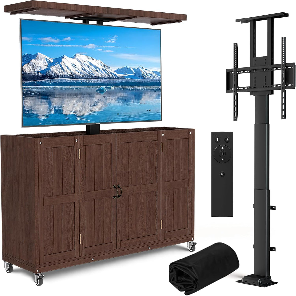 HABUTWAY® Hidden Motorized TV Lift Cabinet Solid Wood TV Cabinet for 32–65” TVs