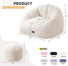 HABUTWAY® Comfy Faux Fur Shell-Shaped Bean Bag Couch