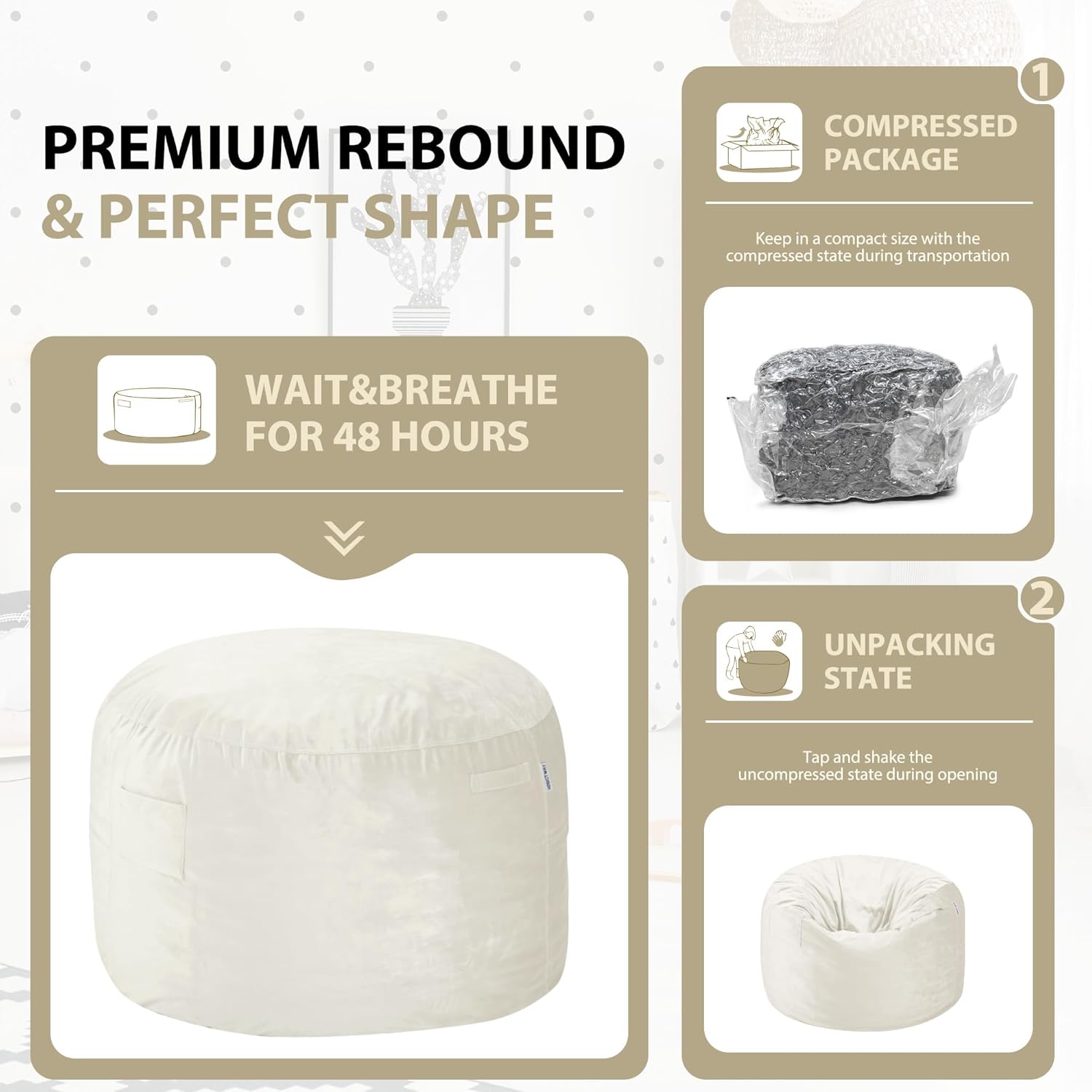 HABUTWAY® Dutch Velvet Bean Bag Chair