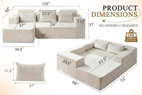HABUTWAY®L-Shape Modular Sectional Sofa Couch