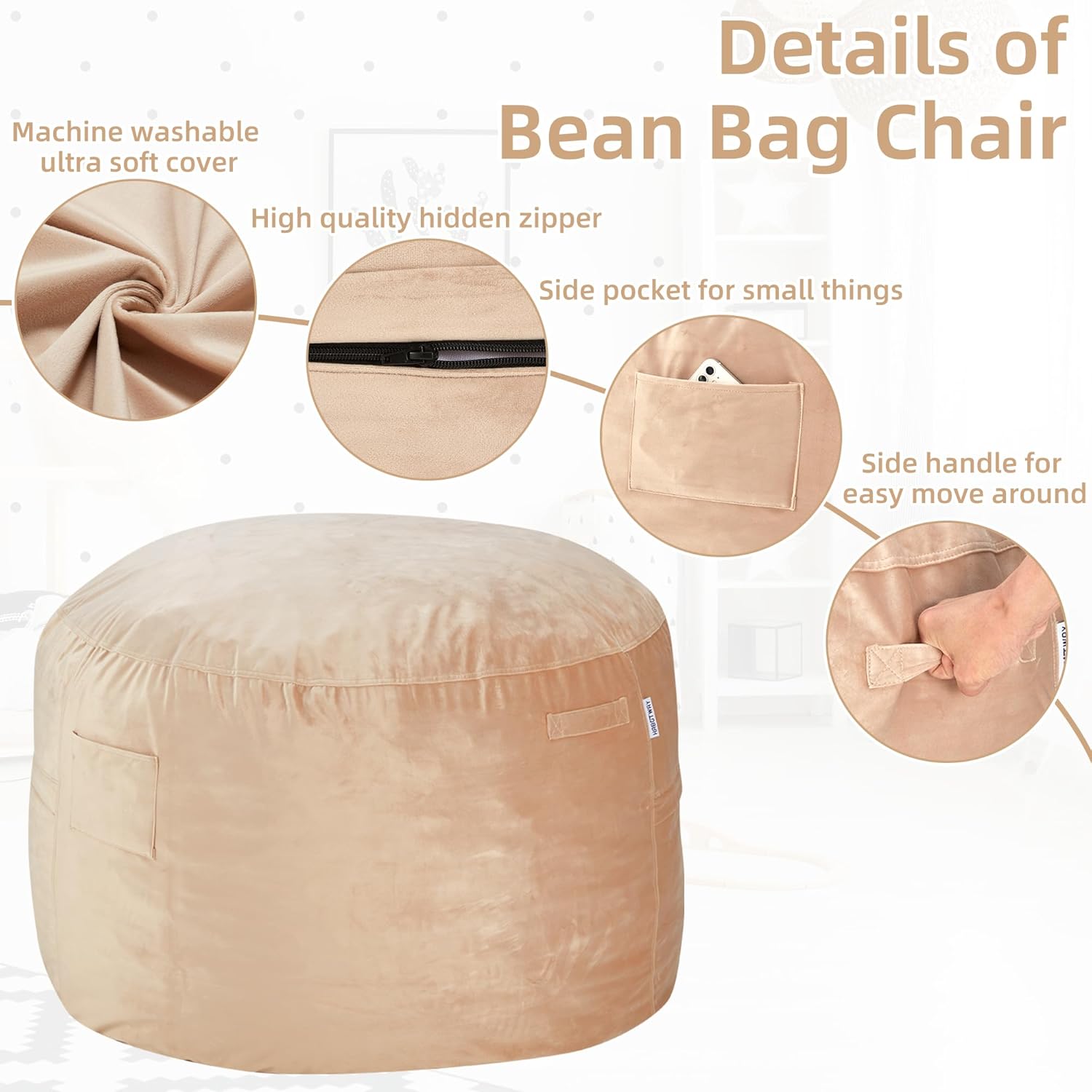 HABUTWAY® Dutch Velvet Bean Bag Chair