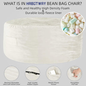 HABUTWAY® Dutch Velvet Bean Bag Chair