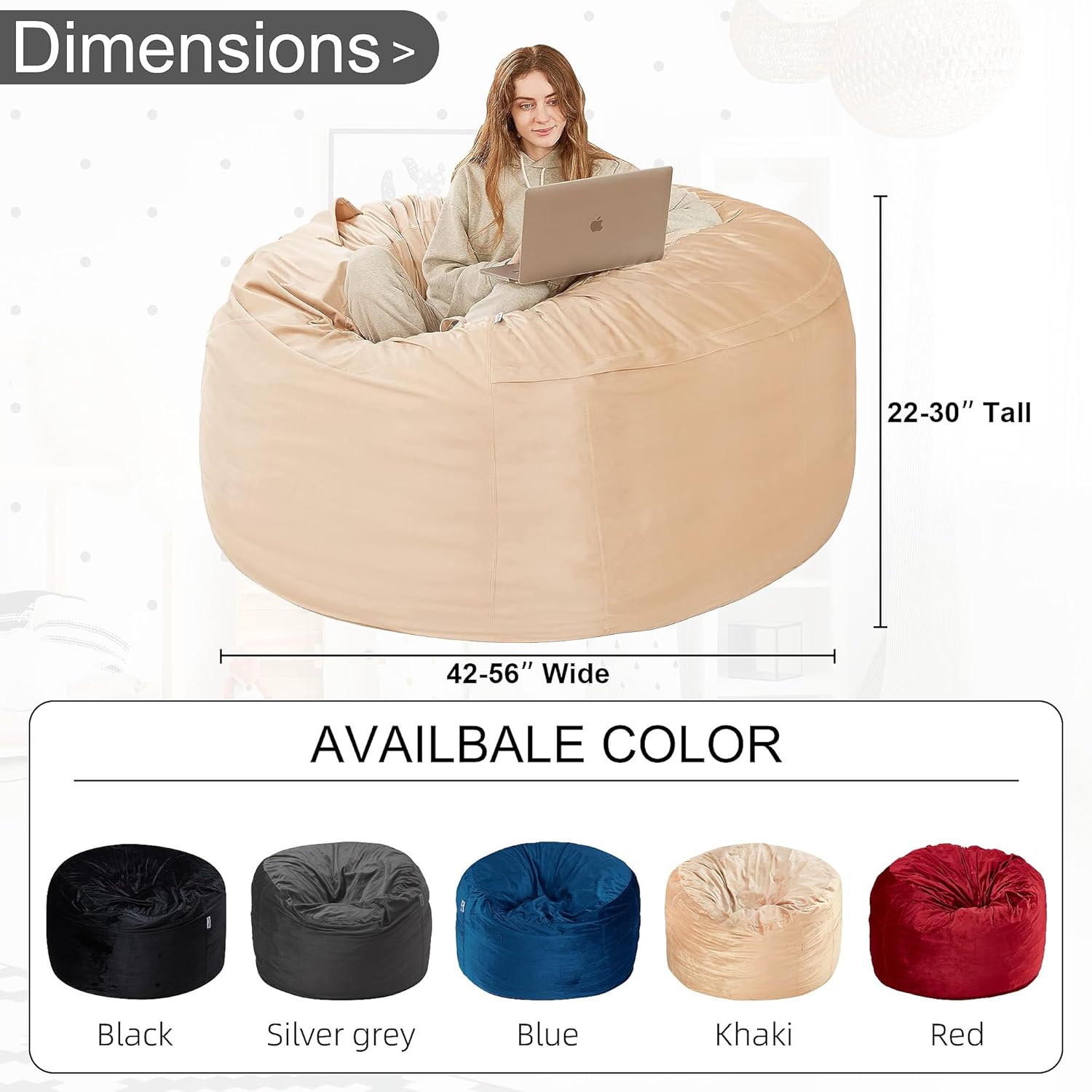 HABUTWAY® Dutch Velvet Bean Bag Chair