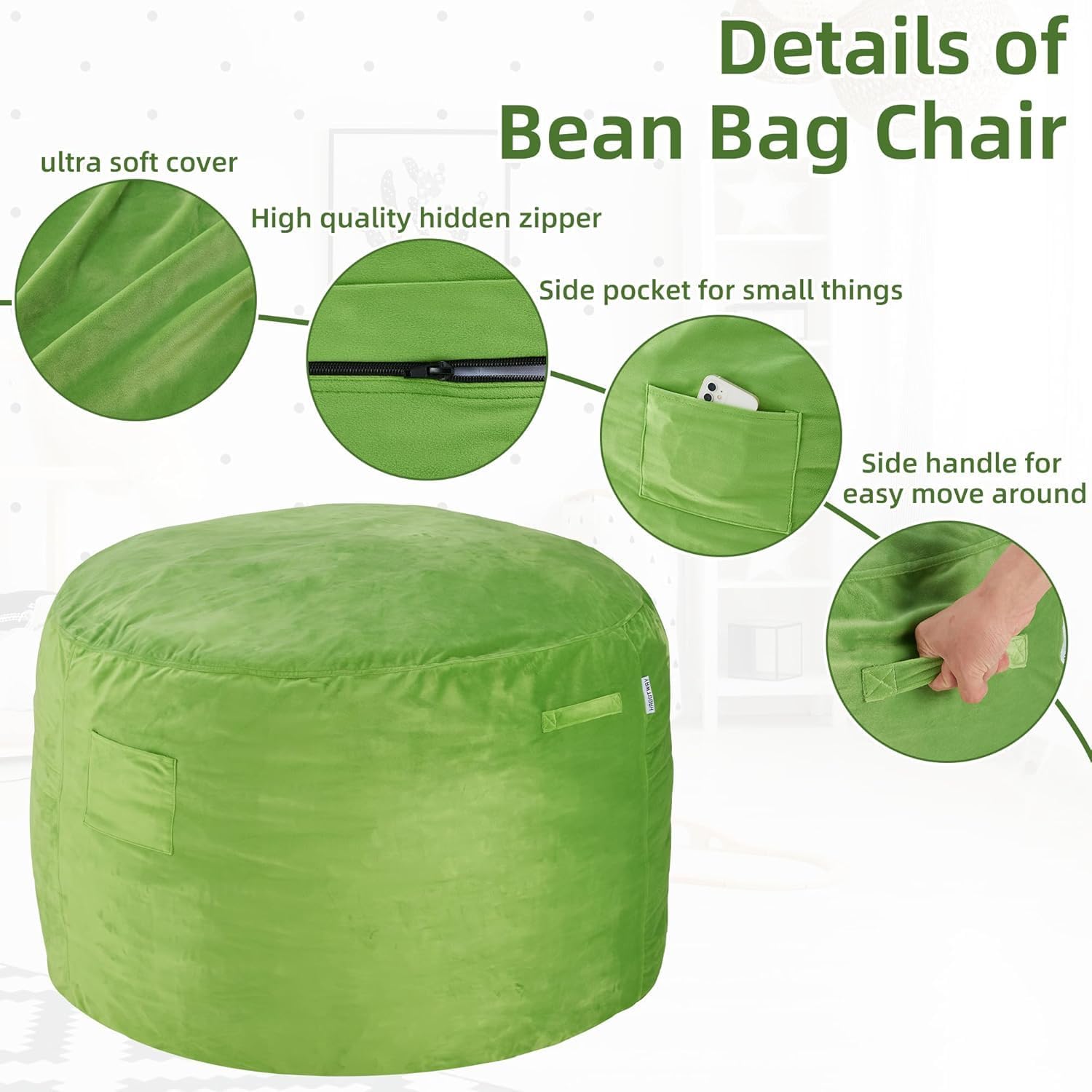 HABUTWAY® Dutch Velvet Bean Bag Chair