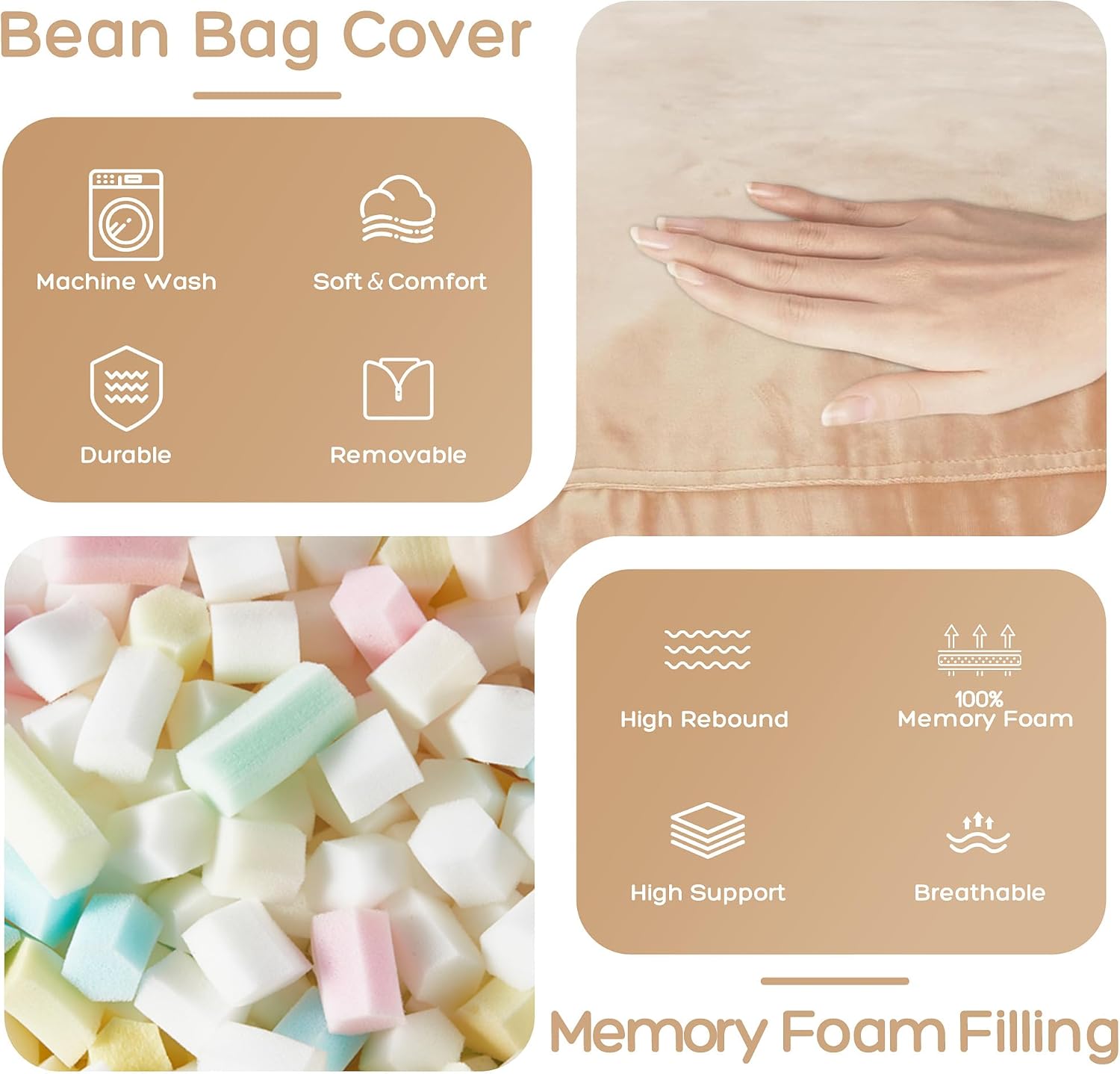HABUTWAY® Dutch Velvet Bean Bag Chair